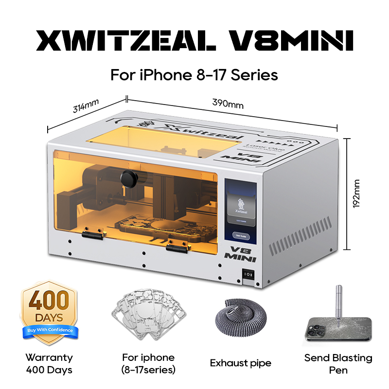 Electronics Repair Tools - เอ็กซ์ไวท์ซีล ® เครื่องกำจัดกาวเลเซอร์ V8 MINI สำหรับซ่อมกระจกด้านหลัง